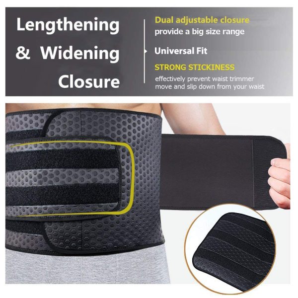 Waist Trimmer for Men | Ab Belt Widening Sauna Trainer with Double Adjusted Straps for Fitness Loss and Back Support Wide Sweat Adjustable Motion Splicing Supply