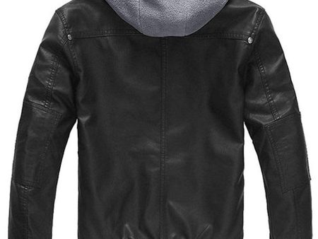 Wantdo Men s Faux Leather Jacket with Removable Hood Online now