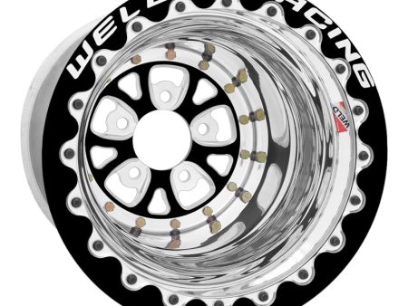 Weld V-Series 15x10   5x4.5 BP   3in. BS Black Center w  Polished Shell - Black Single Beadlock MT Hot on Sale