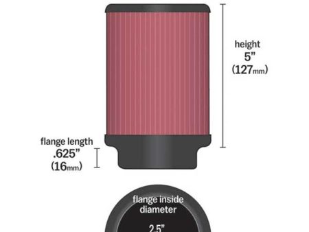 K&N Universal Rubber Filter 2.5in Flange ID x 3.5in OD x 5in Height Online