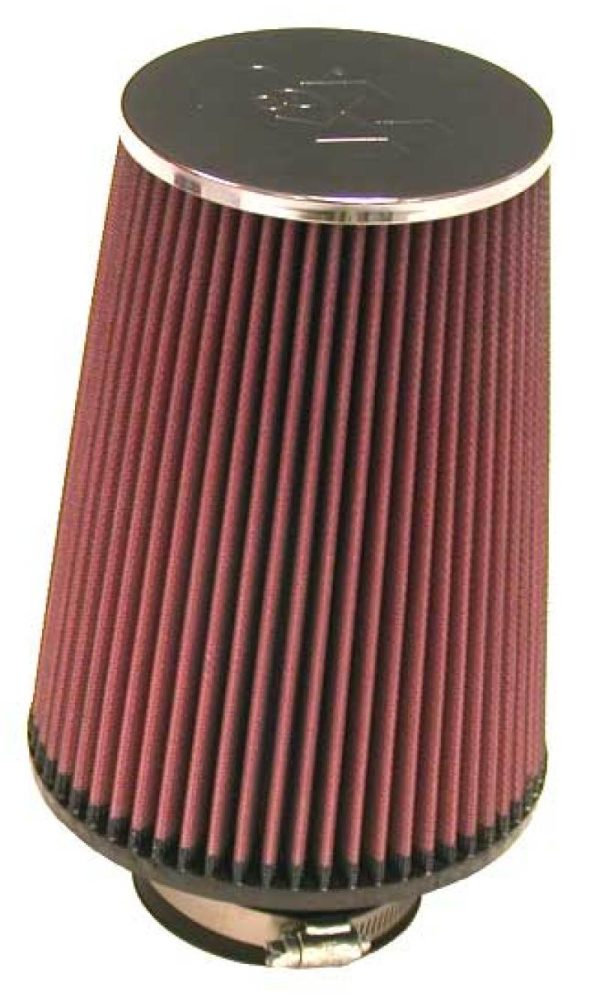 K&N Universal ChromeRound Tapered Air Filter 3in Flange ID   6in Base OD   4.5in Top OD   8in Height Sale