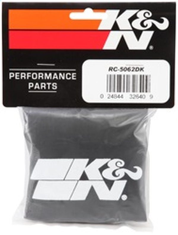 K&N 4.5in Base ID x 3.5in Top ID x 6in H - Black - Round Tapered - DryCharger Air Filter Wrap Hot on Sale