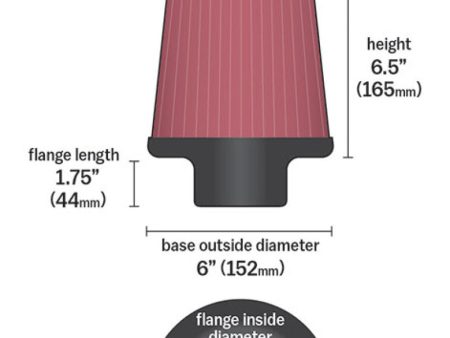 K&N Filter 3 inch Flange 6 inch Base 5 Top 6 1 2 inch Height on Sale